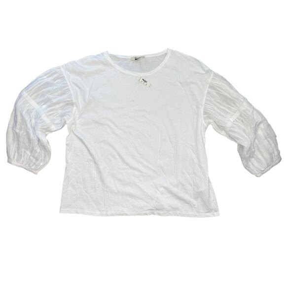 NWT Madewell Puff-Sleeve Drop-Shoulder Knit Top White Size L - Picture 5 of 8
